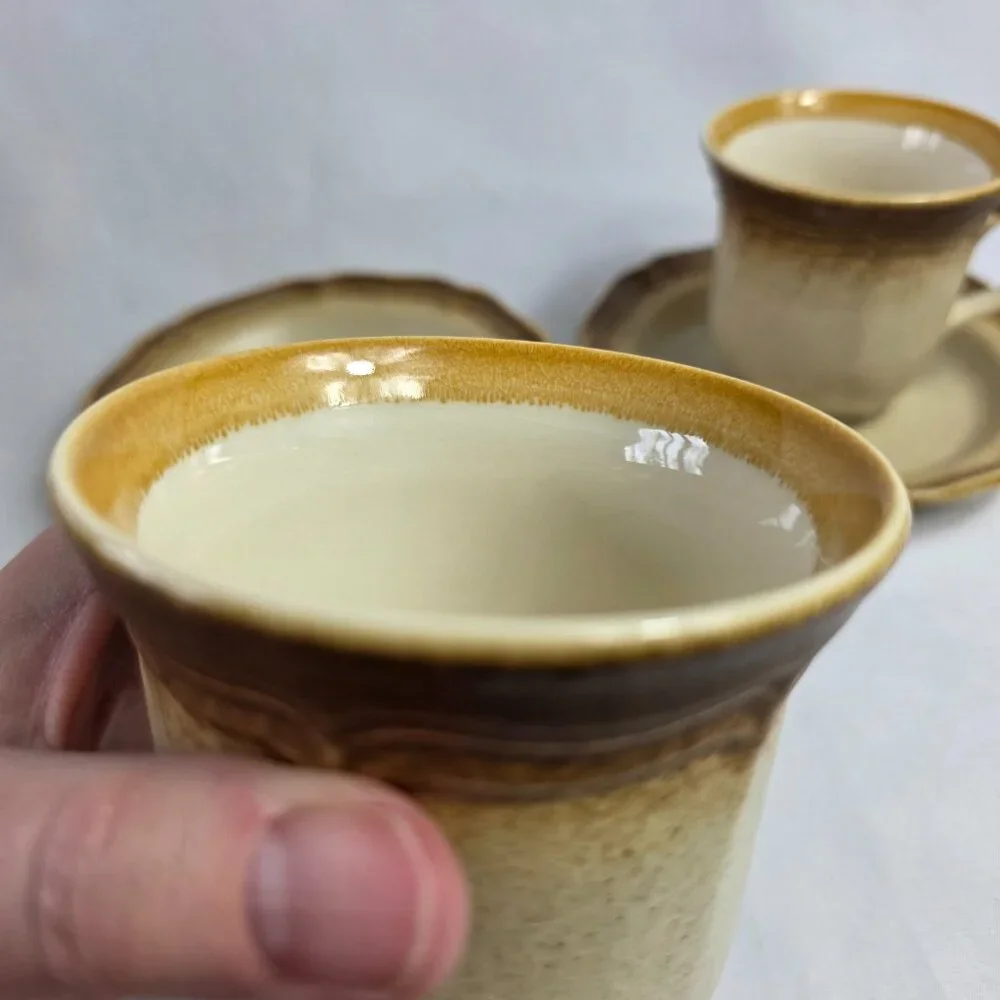 TWO Mikasa Whole Wheat Cup & Saucer Sets Beige & Brown E8000